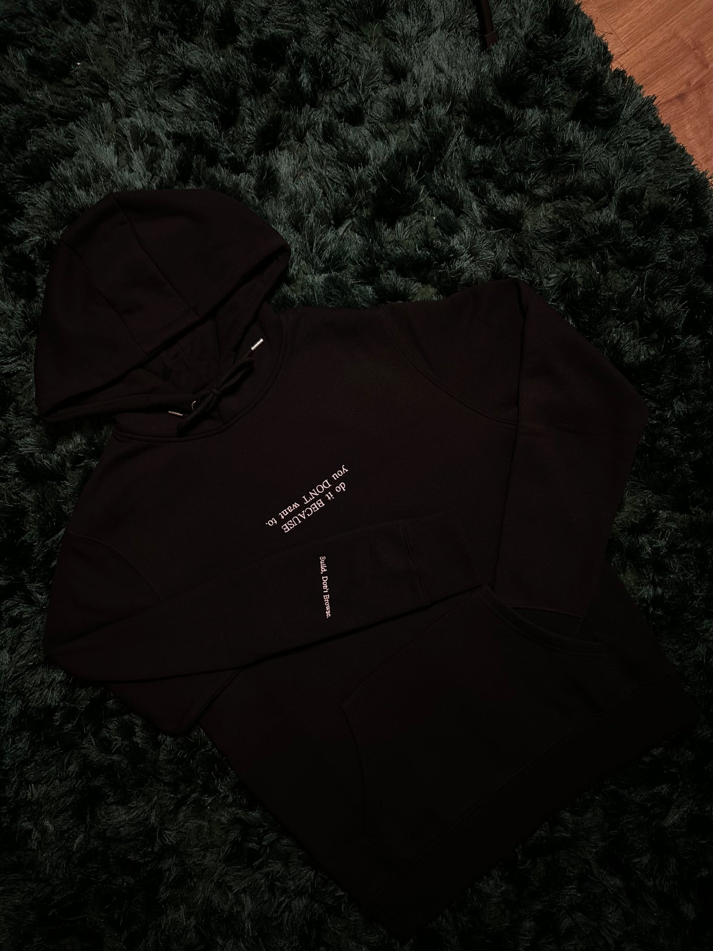 Black Embroidered Hoodie