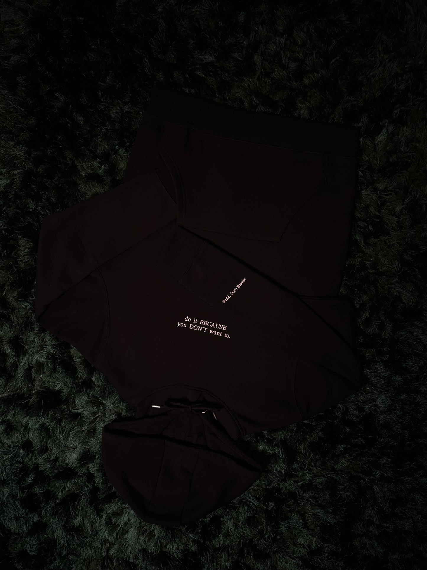 Black Embroidered Hoodie