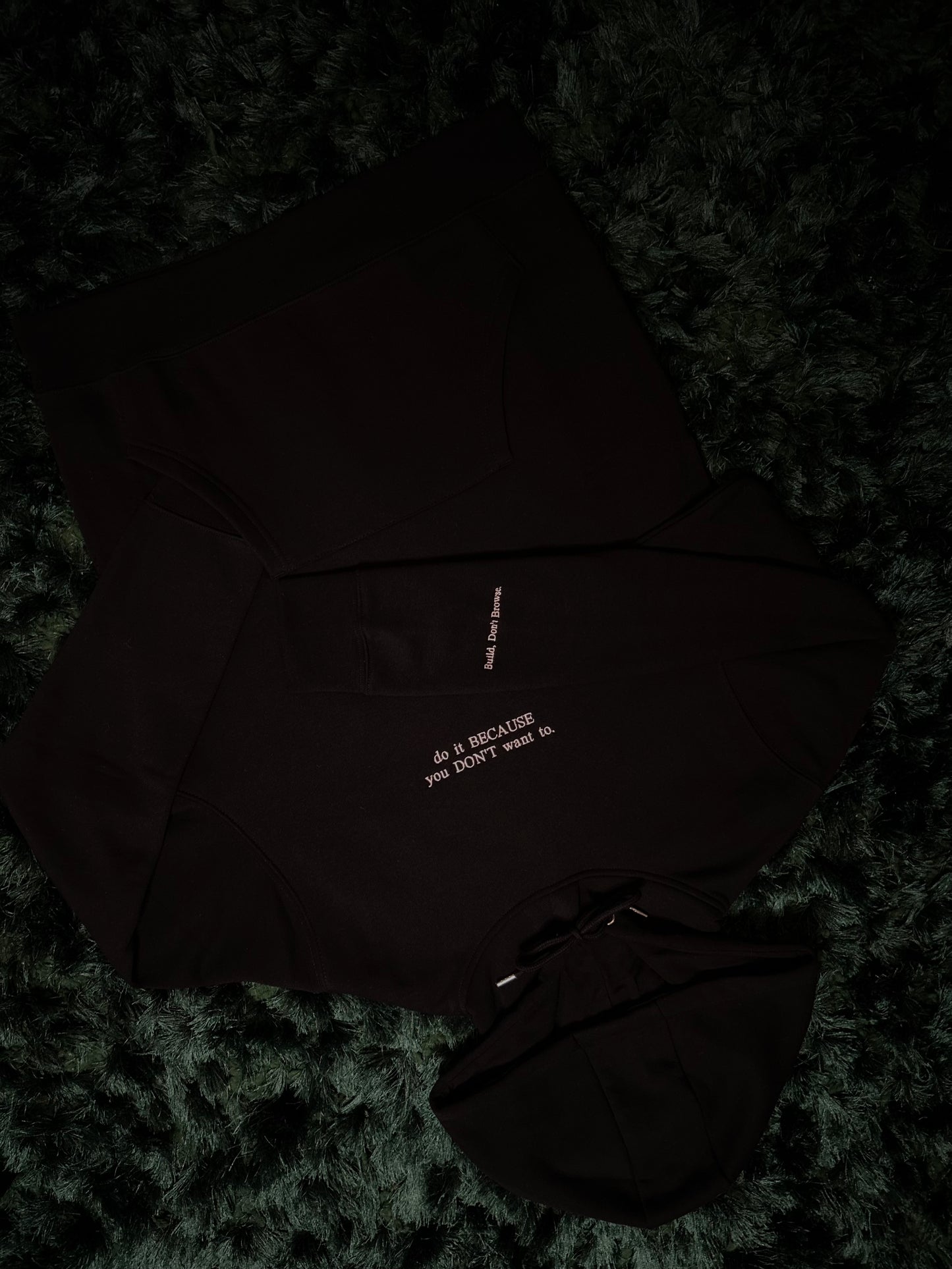 Black Embroidered Hoodie