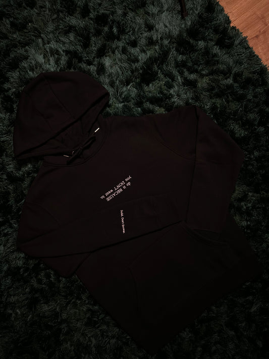 Black Embroidered Hoodie